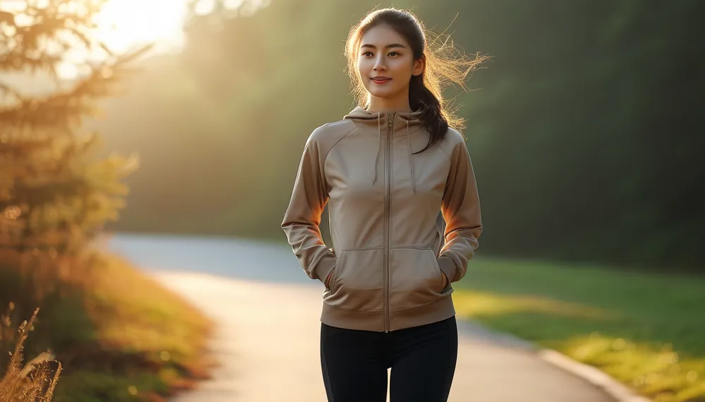 Woman taking a gentle walk outdoors starting a health journey